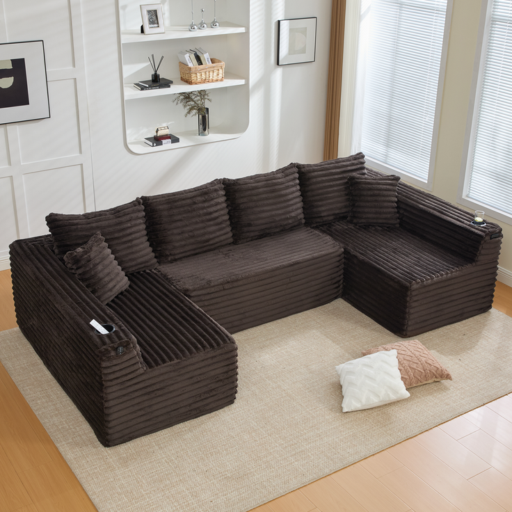 ZUBALIYA Wohnlandschaft 155x88 cm, mit Samtbezug, mit Cordbezug, mit breiten Armlehnen, mit Schaumstoffpolsterung – Bild 11