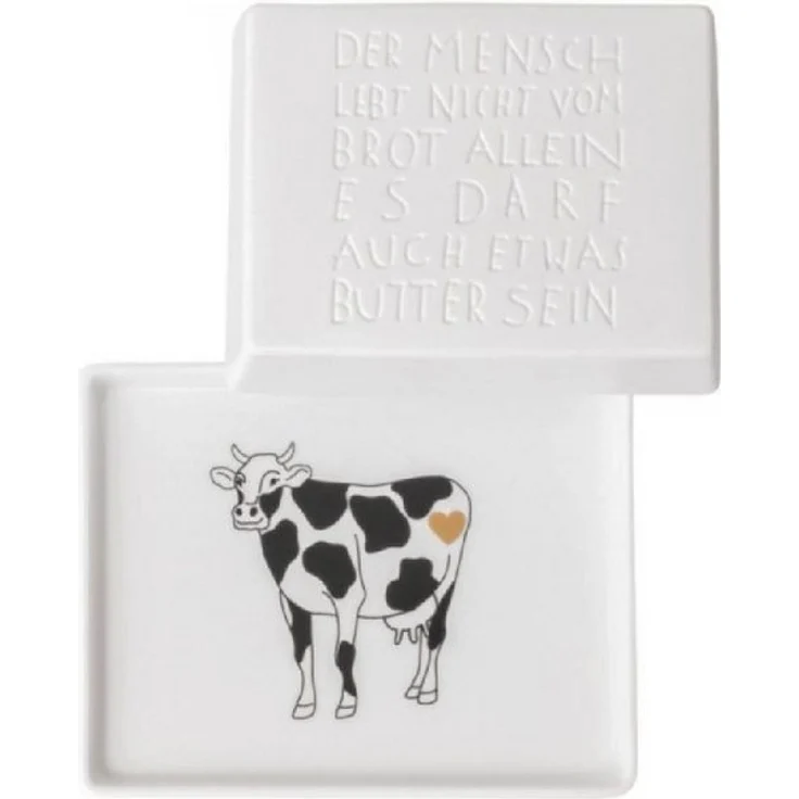 Butterdose klein "Der Mensch lebt nicht vom Brot allein", 11 x 9,5 x 5,4 cm – Bild 4