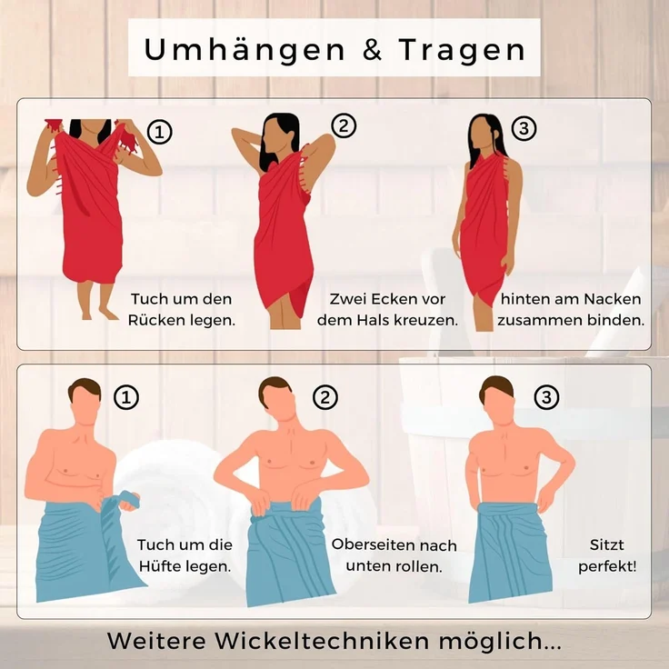 furora HOLIDAY Saunatuch Saunahandtuch Saunatuch Damen + Herren, Hamamtuch groß 100x200 XXL – Bild 6