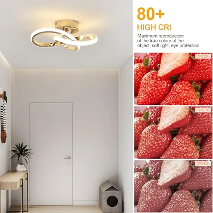 Comely LED Deckenleuchte, 22W 2500LM Blumenformig LED Deckenlampe, Moderne Deckenleuchte für Wohnzimmer, Küche, Schlafzimmer, Flur, Natürliches Licht 4500K, Gold – Bild 7