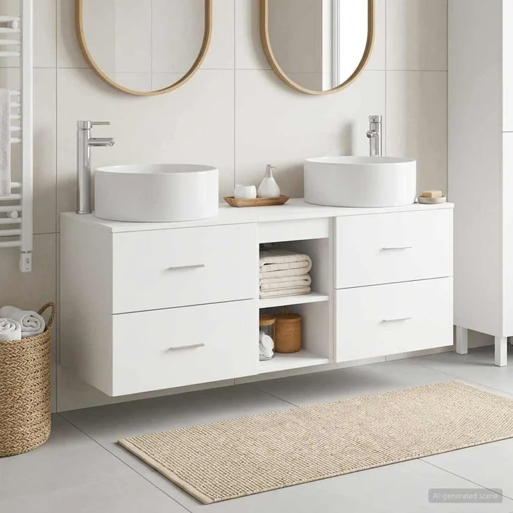vidaXL Badezimmerschrank-Set 3 stk. Weiß 129 x 44,5 x 80 cm 3405947 – Bild 1