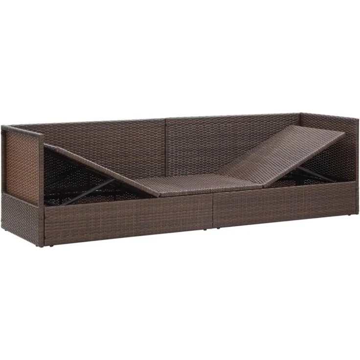 vidaXL Garten-Sofabett mit Kissen Poly Rattan Braun 49392 – Bild 9