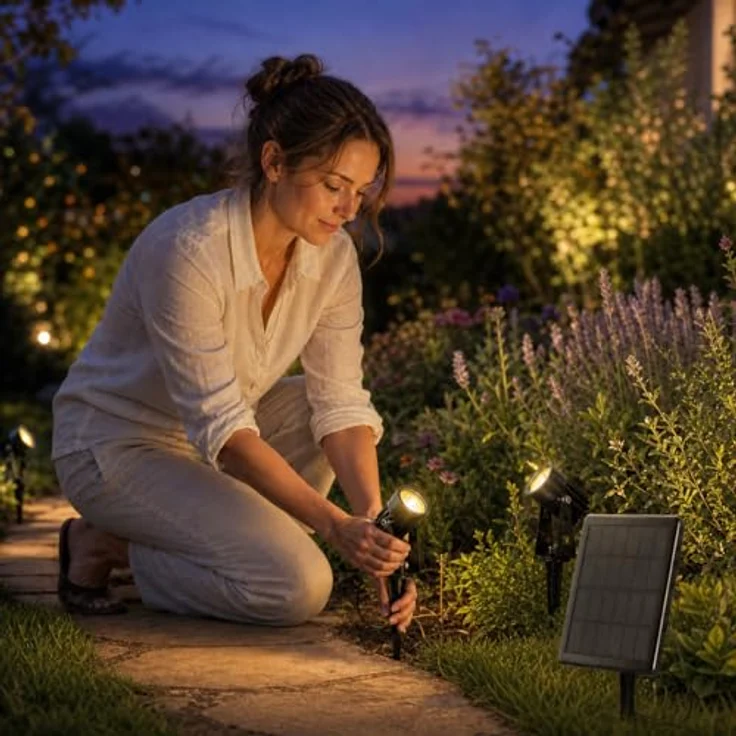 BOLD Solar-Strahler Garten 2er-Set - LED Solarleuchten Außen, Warmweiß – Bild 7