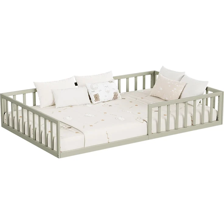 Bodenbett aus Metall Minno Greige 120x200 mit Matratze Vitalispa – Bild 5