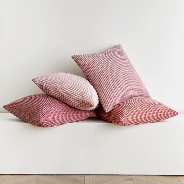 MIULEE 4er Set Kissenbezug Dekorative Kordsamt Sofakissen 40x40cm Rosa – Bild 7