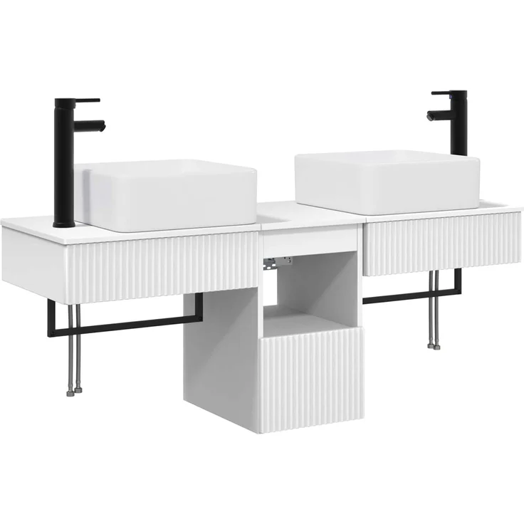 vidaXL Badezimmerschrank-Set 3 stk. Weiß 130 x 41 x 80 cm 3405597 – Bild 2