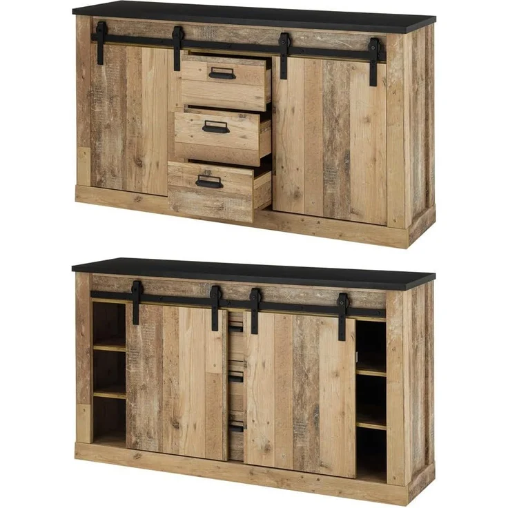 Lomadox Wohnzimmer-Set SHELTON-61, (Mega-Spar-Set, 6-St, 6-tlg), in Old Style hell Nb. mit anthrazit 570/201/43 cm – Bild 6