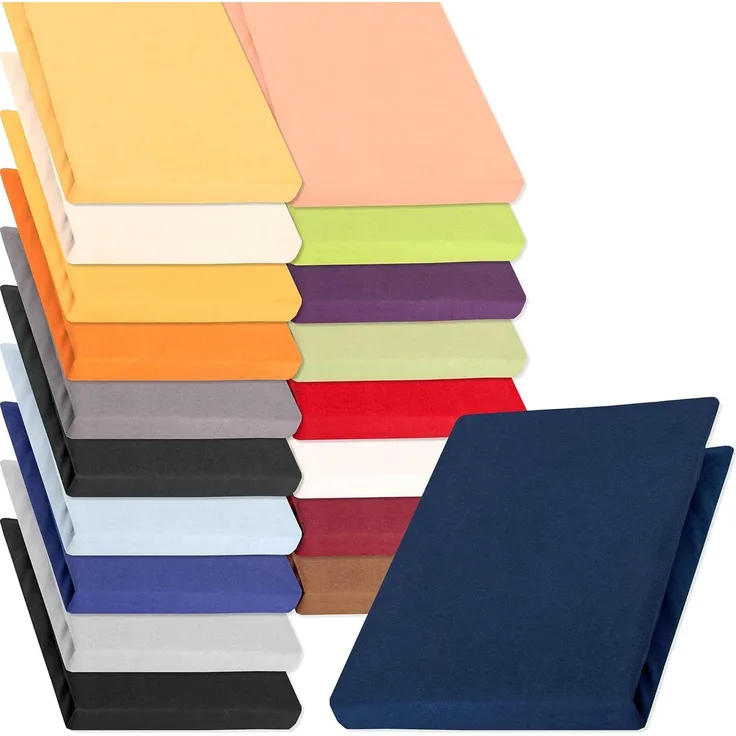 aqua-textil Pur Jersey Spannbettlaken 120x200-130x220 cm dunkel blau Wasserbett Boxspringbett 160g/qm Mako Baumwolle