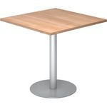 bümö Besprechungstisch, Esstisch klein, Tisch eckig 80x80 cm - kleiner Esstisch Nussbaum, Rundtisch Esstisch 2 Personen mit Holz-Platte, Säule aus Metall in silber, Konferenztisch, Bistrotisch, STF88-N-S