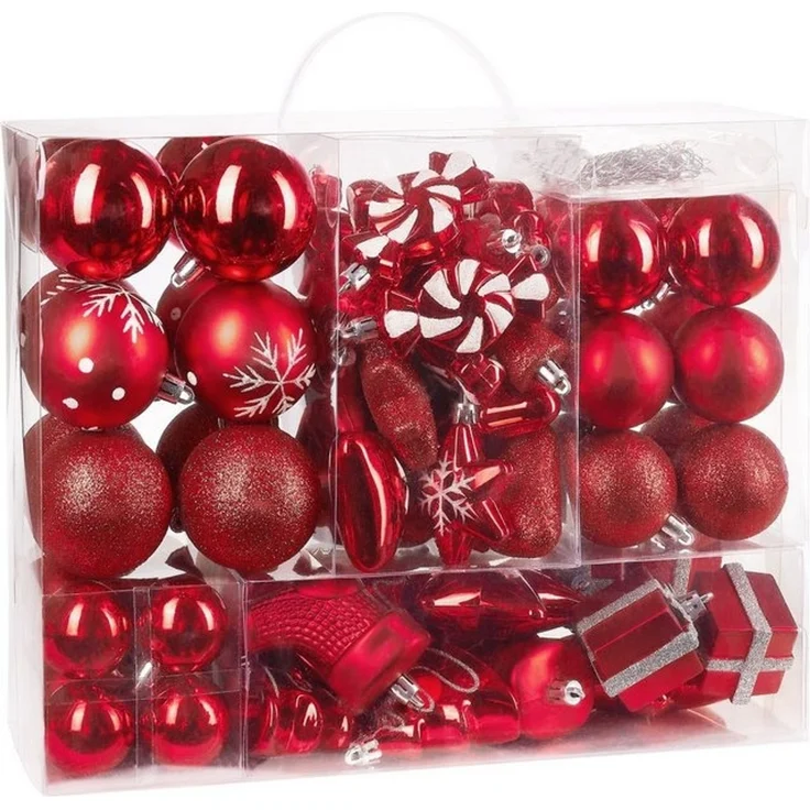 BRUBAKER Weihnachtsbaumkugel 77-teiliges Weihnachtskugel-Set, Christbaumschmuck aus Kunststoff, Weihnachtsdekoration Baumkugeln – Bild 4