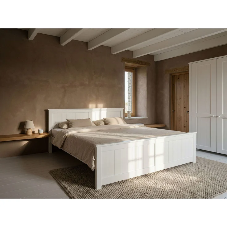 Bett mit Lattenrost Kiefernholz SABRAN 160x200 cm Weiß – Bild 3