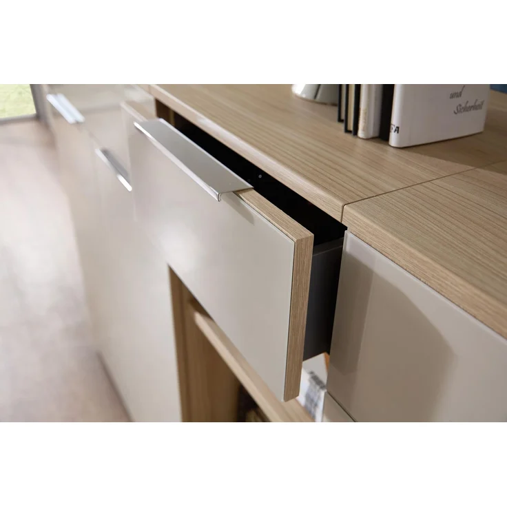 Komplettbüro Büro-Set SANTORIN V Riva Eiche & Glas Cashmere 7-teilig – Bild 4