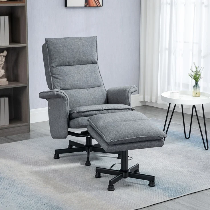 Wohnora-Massage-Bürostuhl mit Fußhocker, 8 Vibrationsköpfe, 1 Fernbedienung, 1 Seitentasche, Grau,H 990cm x T 780cm x B 930cm – Bild 3