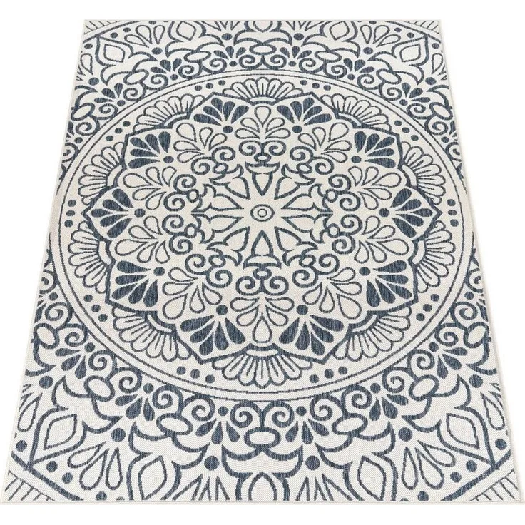 Paco Home Teppich Coco 205, rechteckig, Höhe: 4 mm, Flachgewebe, Paisley Muster, In- und Outdoor geeignet