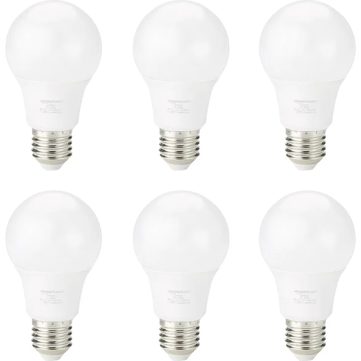 Amazon Basics LED-Leuchtmittel mit E27 Edisongewinde, 8 W (entspricht 60 W), Warmweiß (6 Stück)