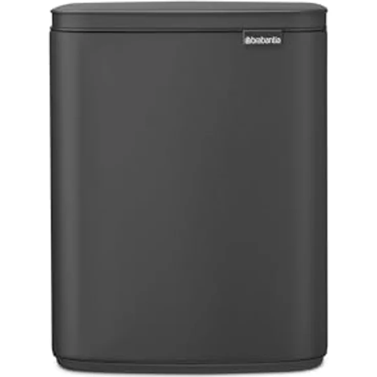Brabantia Bo Mülleimer 12 l, Kompakter rechteckiger Abfallbehälter mit Softclose-Deckel und herausnehmbarem Inneneimer, mineral infinite grey