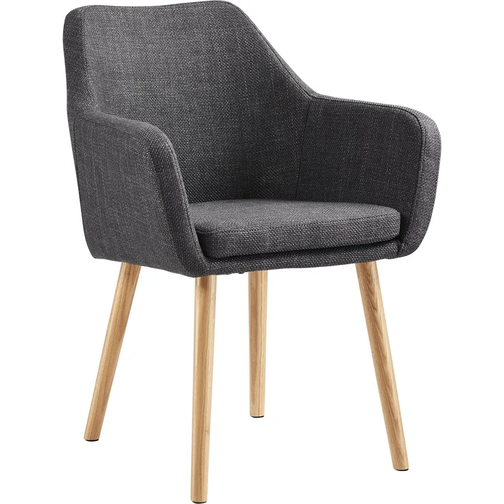 SalesFever Armlehnstuhl aus Strukturstoff – Massivholz-Eichenbeine, skandinavisches Design – Bild 1