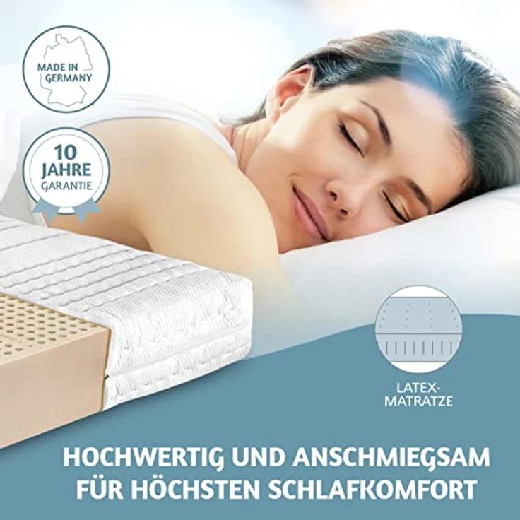 Latexmatratze Latexmatratze Ergo-NATURA Härtegrad H3 (RG 75. ., RAVENSBERGER Matratzen, Härtegrad H 3 (RG 75) 80x200 cm mit Baumwoll-Doppeltuch-Bezug – Bild 7