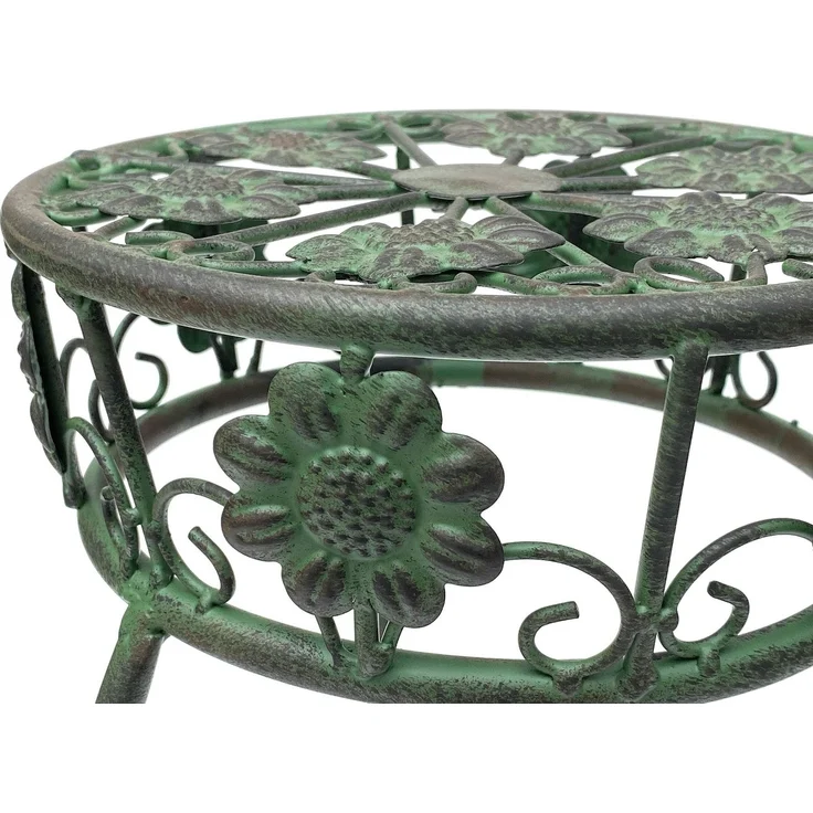 Blumenhocker Metall Grün Rund 60 cm Blumenständer 96008 M Blumensäule Antik Pflanzenständer Pflanzenhocker Vintage – Bild 3