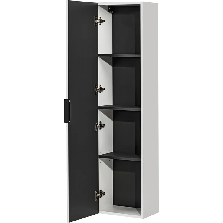 Hochschrank Badschrank 1-türig ADELAIDE-56-WHITE in matt weiß, gerillte Front, B/H/T: 35/140/25 cm – Bild 6