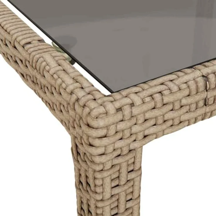 vidaXL Gartentisch Beige 90 x 90 x 75 cm Poly-Rattan 362536 – Bild 7