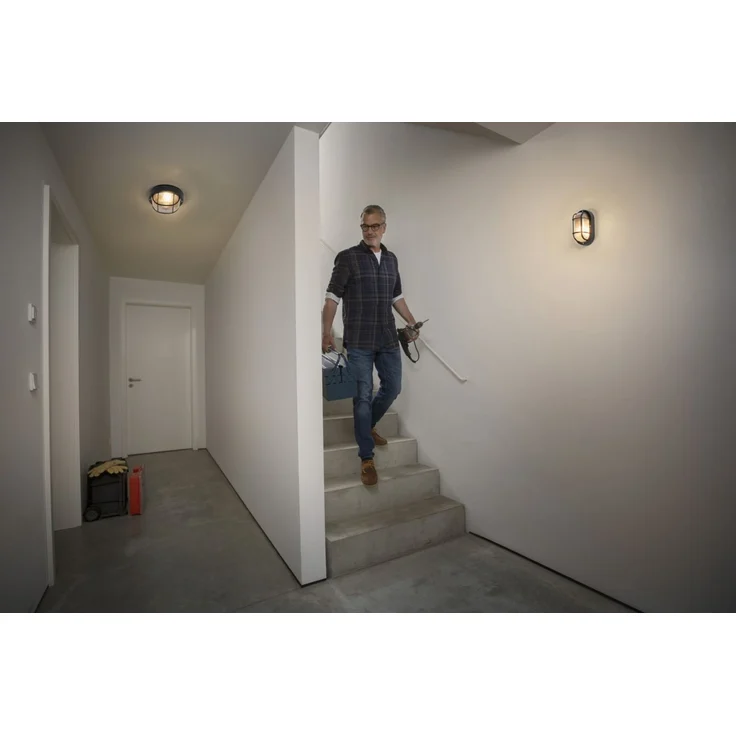 Osram LED Wandleuchte Bulkhead Essential Round E27 schwarz – Bild 7