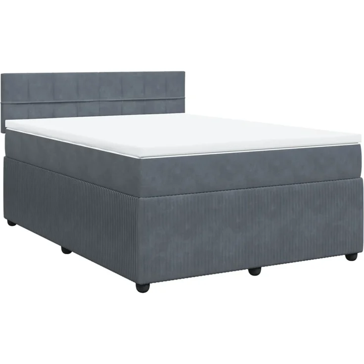 vidaXL Boxspringbett mit Matratze Dunkelgrau 140x190 cm Samt 3287735 – Bild 2
