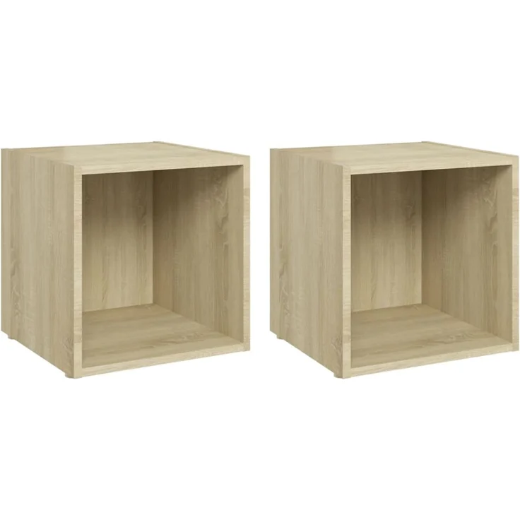 2 pcs TV-Schrank, Lowboard TV Sonoma-Eiche 37x35x37 cm Holzwerkstoff – Bild 2