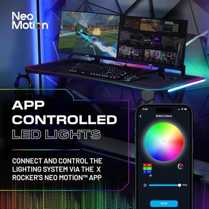 X Rocker Gamingtisch Lumio XL RGB - Gaming Schreibtisch mit Beleuchtung & App-Steuerung – Bild 6
