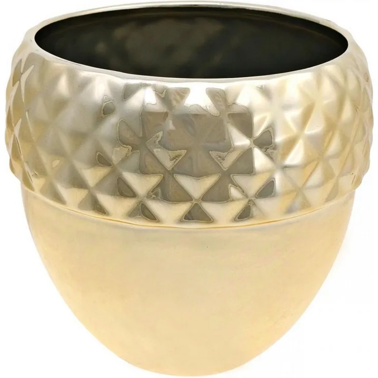 Viana Übertopf Übertopf Keramik Eichel Golden Weihnachtsdeko Ø18cm H16,5cm