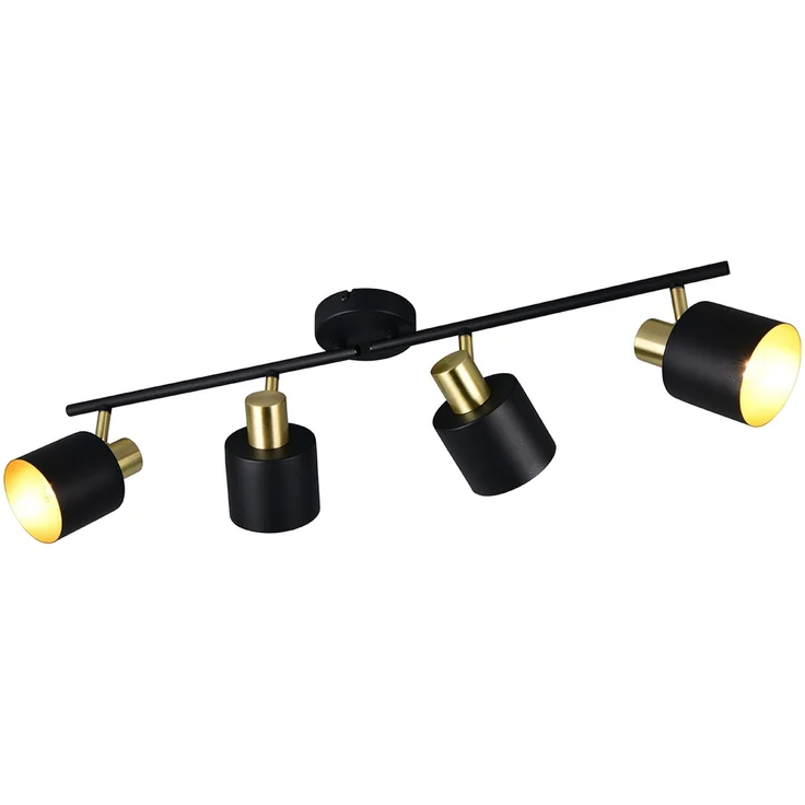 Retro Deckenstrahler EVA 4-flammig aus Metall Schwarz Gold, Breite 78cm – Bild 2