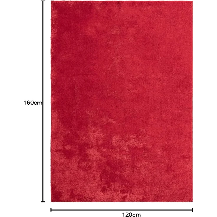 the carpet Relax kuscheliger Kurzflor Teppich, Anti-Rutsch Unterseite, Waschbar bis 30 Grad, Super Soft, Felloptik, Rot, 120x160 cm – Bild 3
