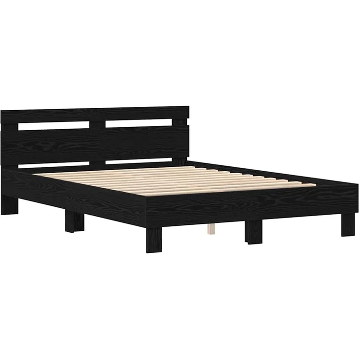 vidaXL Bettrahmen Schwarz Eichen-Optik 140 x 200 cm Holzwerkstoff 3333947 – Bild 4