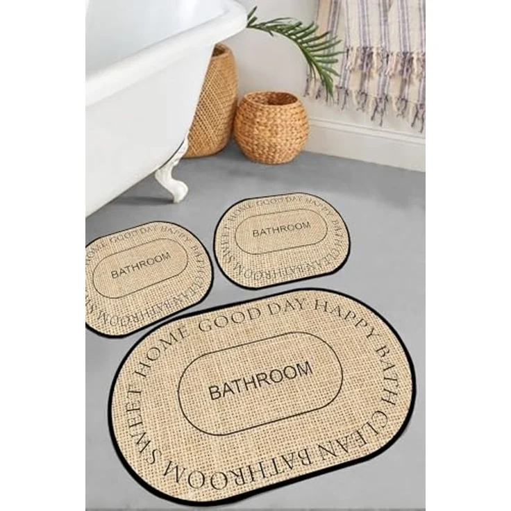 Mijolnir 'Baindos - Beige' Badematten-Set (3-teilig), Beige – Bild 1