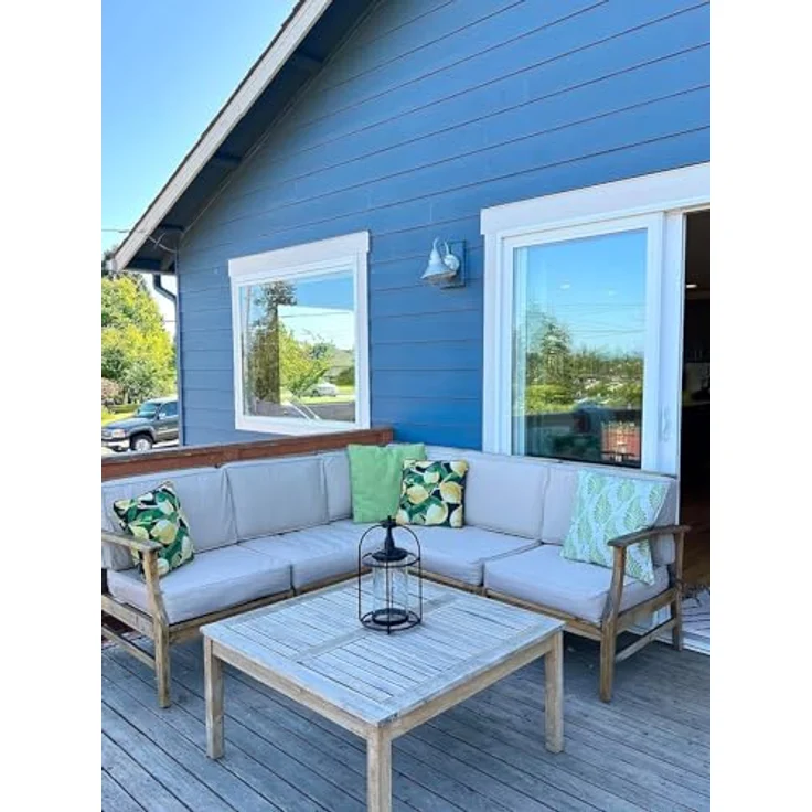 FLYMEI Terrassenkissenbezüge, wasserabweisend, für den Außenbereich, nur für den Außenbereich, Couch-Kissenbezüge, 63,5 x 63,5 x 12,7 cm, 4 Bezüge, Grau – Bild 8