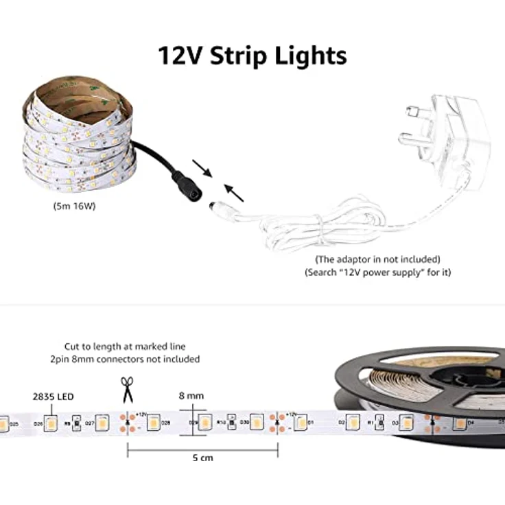 Lepro LED Strip Kaltweiß, 10M (2x5M) Selbstklebender LED Streifen mit 300x2835 LEDs, 2300 Lumen, 6000K Dimmbar für Innen Heim Deko, ohne Netzteil – Bild 4