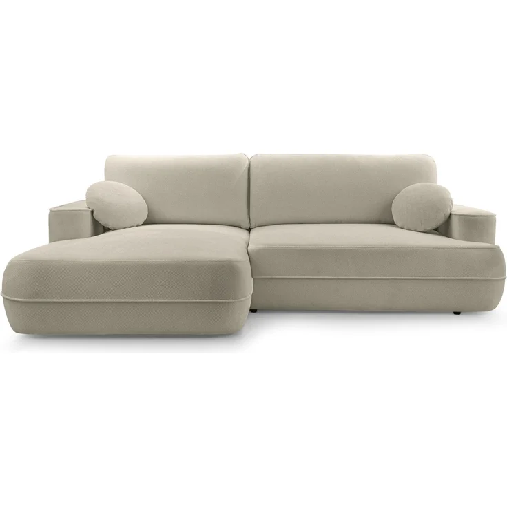 Selsey 'Fuerro' Ecksofa mit Schlaffunktion, Bettkasten, Ottomane links,Strukturstoff wasserabweisend, Hellbraun – Bild 1