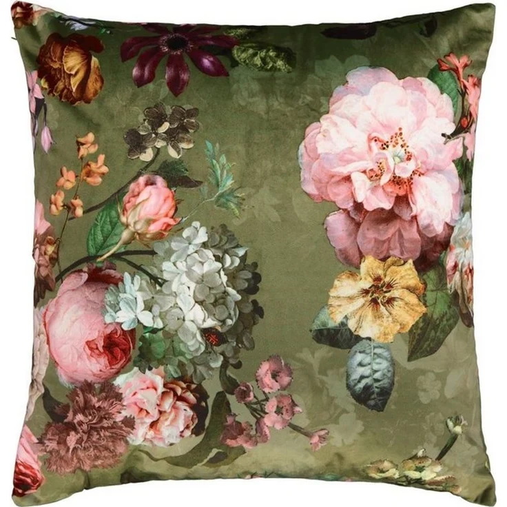 ESSENZA 'Fleur' Dekokissen, Polyester Moos, 50x50 cm – Bild 1