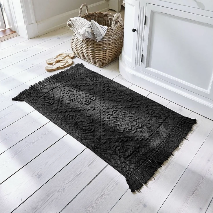 Mirabeau Badematte Badematte Mivorex schwarz, Höhe 60.0 mm, 100% Baumwolle, stilvolles Interieur, Baumwoll-Jacquard, Angenehm weich – Bild 2
