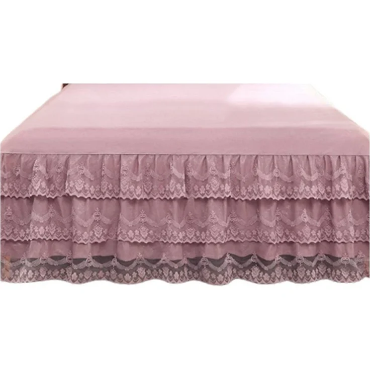 FELIXLEO Wendebettwäsche Tagesdecke Bettrock Rüschen Bettvolant Bohnenpastenfarbe 200x220cm – Bild 5