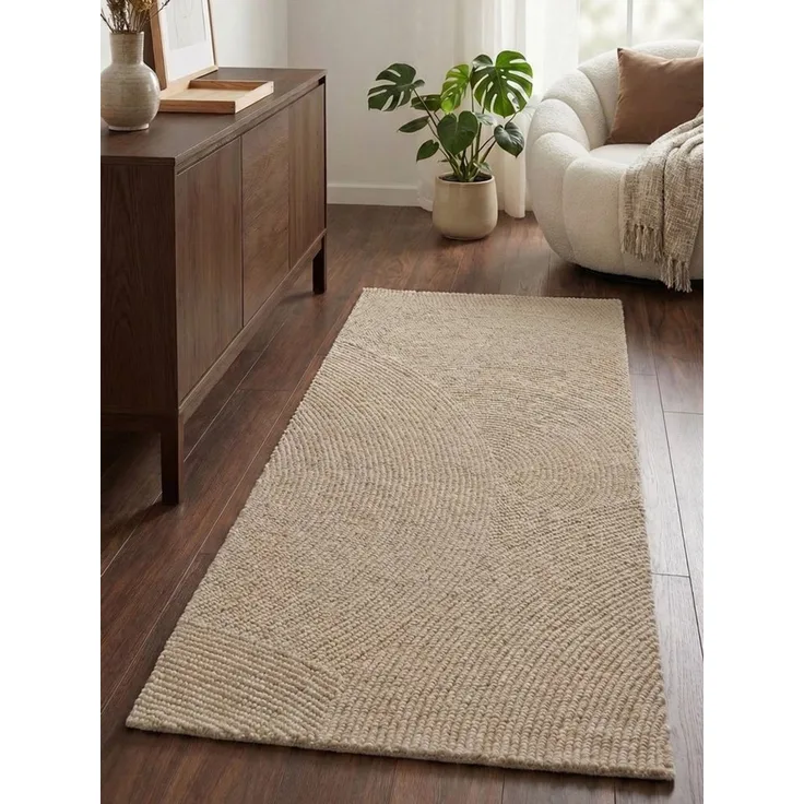 HANSE Home Wollteppich Calmio, auch als Läufer und in rund, rechteckig, Höhe: 18 mm, Handgetuftet, Wolle, Natur, Wohnzimmer, Schlafzimmer, Skandi, Hygge