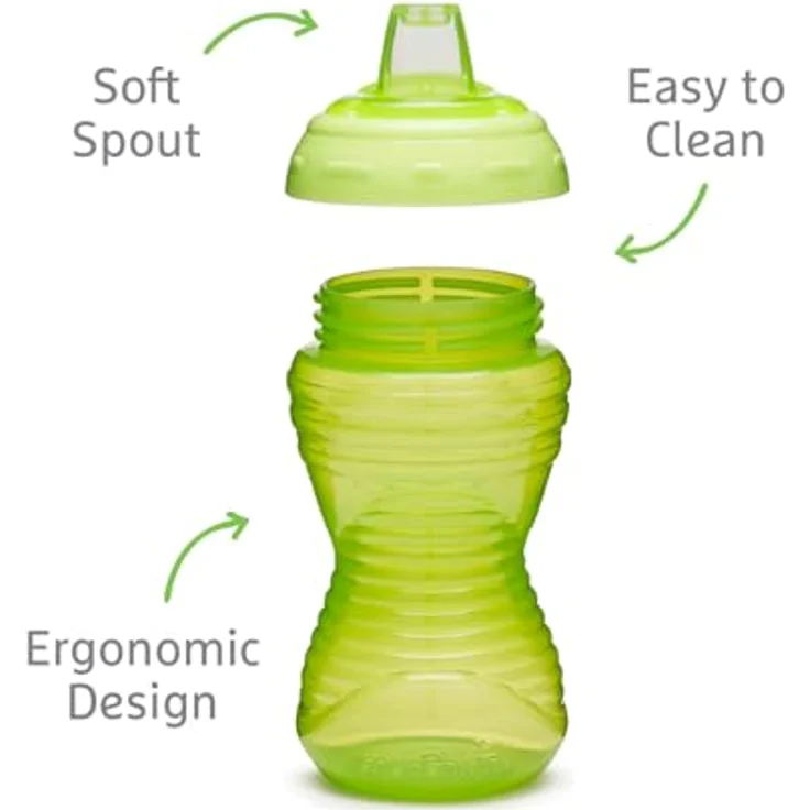 Munchkin Mighty Grip Cups | Trainer Toddler & Baby Bottle | BPA Free | Non Spill |Leakproof | Baby Weaning Cup from 9+ Months | Toddler Bottle 10oz/296ml| 3 Pack | Blue & Green – Bild 2