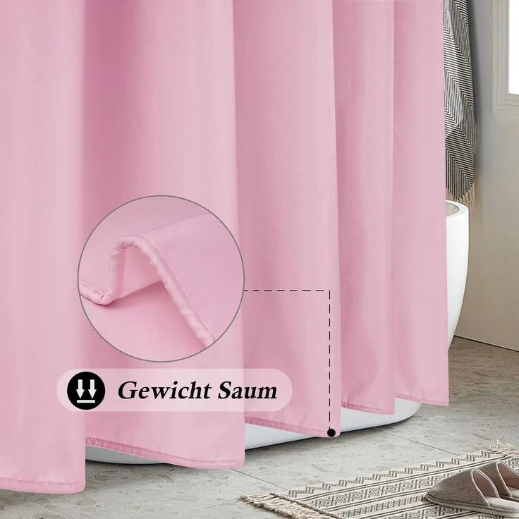 Duschvorhang 180x200 Rose Wasserdicht Anti-Schimmel Textil Vorhang Stoff – Bild 3