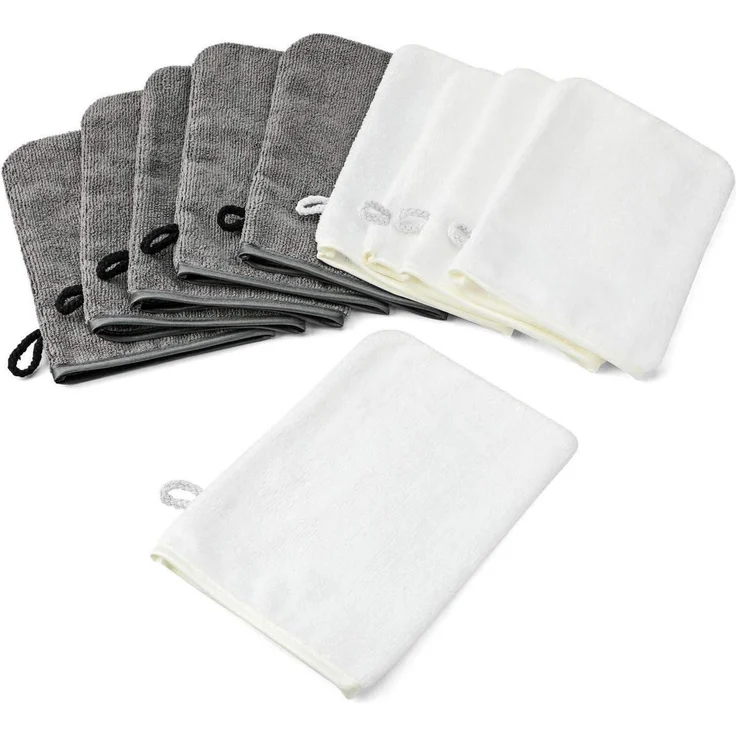 Waschlappen 10er Pack mikrofaser 15x21cm dunkelgrau weiß PHOGARY – Bild 2