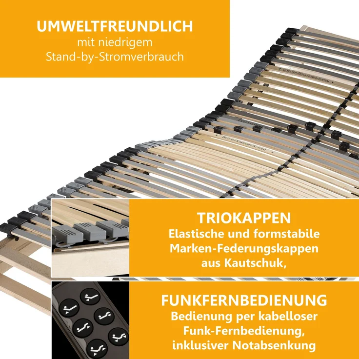 Lattenrost Flex 42 Motor, Kopfteil und Fußteil elektrisch verstellbar Größe 200 x 200 cm – Bild 2