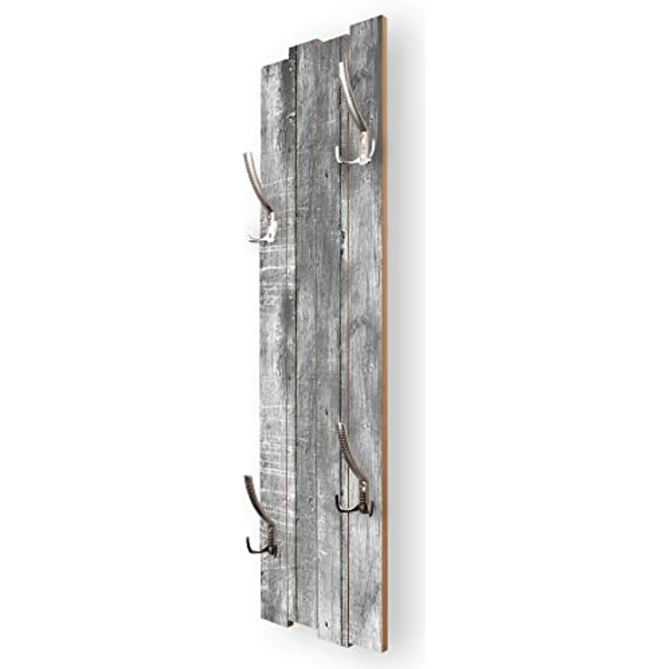 Kreative Feder Wandgarderobe Wand-Garderobe „Altes Holz Grau“ aus Holz, Shabby-Chic, ca. 100x30 cm, mit 4 Haken, außergewöhnlich, modern – Bild 3