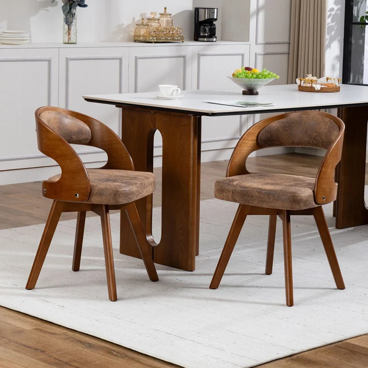 LVHOM Esszimmerstuhl 360° drehbar, 2er Set, Polsterstuhl aus Tech-Stoff und Massivholz, Küchenstuhl gepolstert, ergonomischer Schalenstuhl mit Armlehne, bis 150 kg – Bild 9