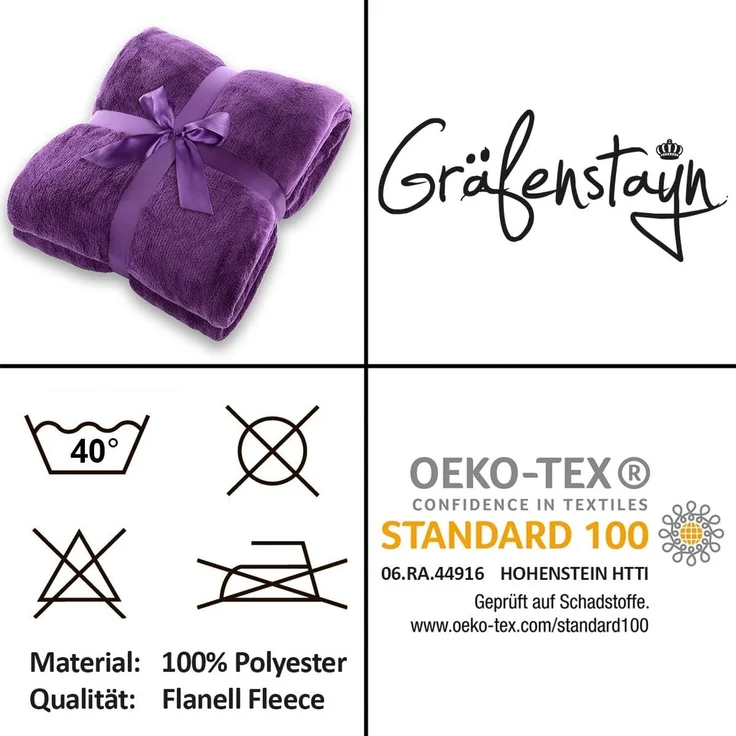 Wohndecke Kuscheldecke super weich & flauschig – warme Fleecedecke, Gräfenstayn, warme Wolldecke, Sofadecke & Tagesdecke - Überwurf Sofa, Couch – Bild 7