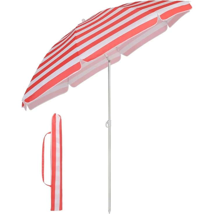 Sekey 160 cm Sonnenschirm Strand mit Schutzhülle für Balkon Garten & Terrasse Neigungswinkel und Höhe verstellbar, Rund