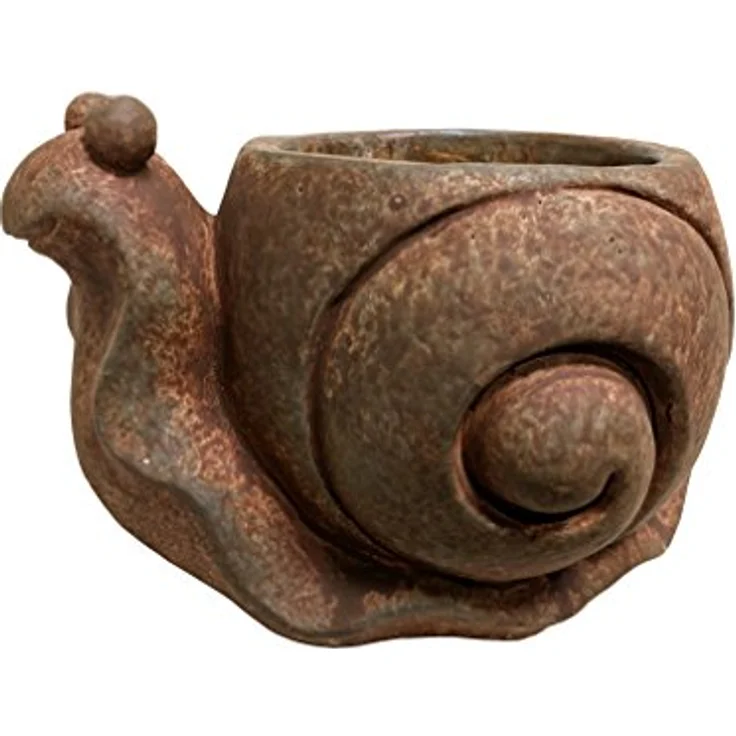 Classic Home and Garden Cement Buddies Pflanzgefäß lächelnde Schnecke, für Innen- und Außenbereich, mit Ablaufloch, Rostbraun, groß, ca. 20,5 cm – Bild 4